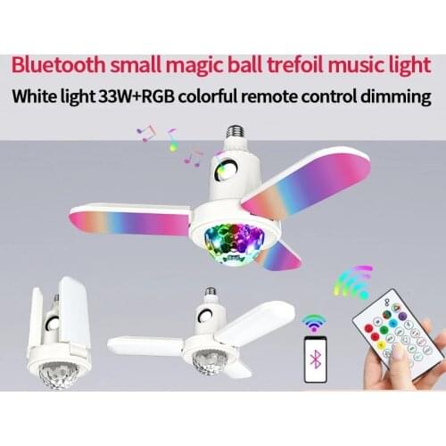 Three Leaf Bluetooth Music Light 40W Smart Remote Control Audio Colorful Foldable Music Bulb E27 Smart Home