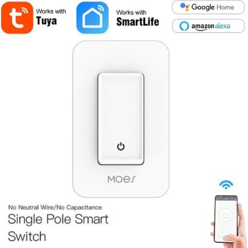 Tuya WiFi Smart Push Button Switch No Neutral Wire Single Pole No Capacitor Required Support Smart Life App Alexa Google Home