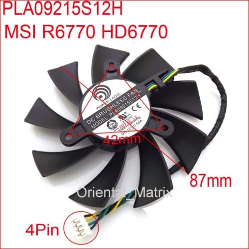 PLA09215S12H 87mm VGA Fan For MSI R6770 HD6770 Graphics Card Cooling Fan 42mm x 42mm x 42mm 12V 0.55A 4Wire
