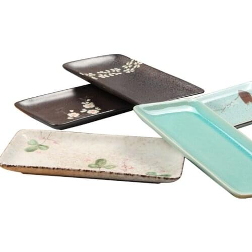 Japanese Ceramic Plates Painted Decorative Sashimi Sushi Plate Afternoon Tea Cake Organizer Creativity Home Kitchen Tableware