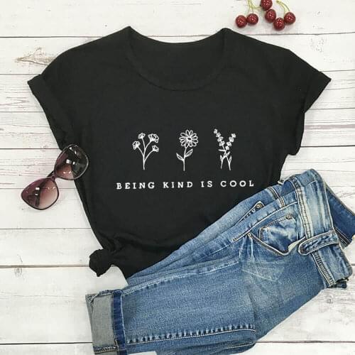 Being Kind Is Cool Wild Planet Print 100%Cotton Women Tshirt Unisex Nature Funny Summer Casual Short Sleeve Top Eco Life Tee