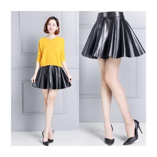 Top brand High-waist Genuine New Leather Skirt Pleated Skirt K125 high quality