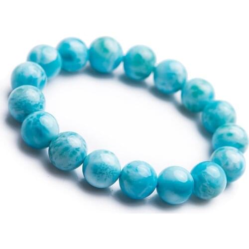12mm Genuine Natural Blue Larimar Gemstone Crystal Stretch Bracelets For Women Female Natural Stone Fitness Bracelet AAAAAA