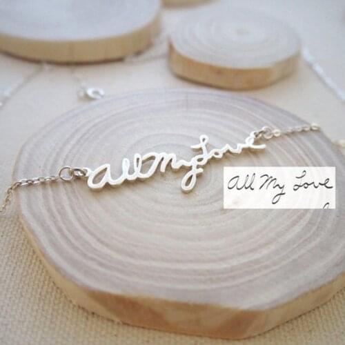 Gold Silver Custom Name Necklaces For Women Personalized Actual Handwriting Signature Long Chain Choker Necklace Boho Jewelry