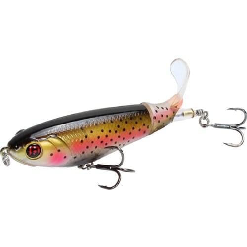 1PCS Propeller Floating Fishing Lures Jig 17g/105mm Artificial ABS Rotating Tail Wobblers Hard Bait Pesca Trout Bait Tackle