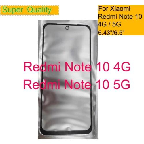 10Pcs/Lot For Xiaomi Redmi Note 10 Touch Screen Panel Front Outer Glass Lens For Redmi Note 10 5G LCD Glass Front With OCA Glue