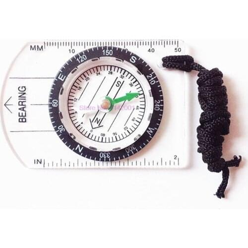 100pcs Professional Mini Compass Map Scale Ruler Multifunctional Equipment Outdoor Hiking Camping Survival Guiding Tool