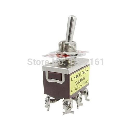 15A/250VAC on/off/on 3 Position 2P2T DPDT Toggle Switch 6 Screw Terminals 1322