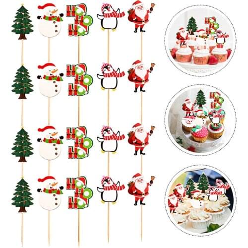 20pcs Paper Cake Toppers Cake Inserts Cupcake Decor Christmas Party Supplies