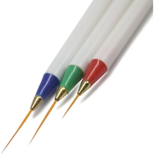 3Pcs/Set Nail Art Liner Pen Acrylic Brush Paint Drawing Tips Sable Striping Brushes Painting Dotting Wholesale