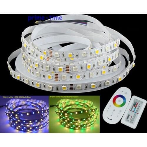 5M 5050 RGBW RGBWW RGB+Warm White Or Cool White 60led/M DC12V Non-Waterproof LED Strip Light + 2.4G RGBW Remote Controller Set