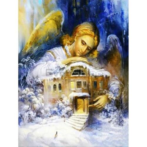 Angel Kids Farmhouse Printed Canvas 11CT Cross Stitch Embroidery Kit DMC Threads Hobby Needlework Handiwork Sewing Decor
