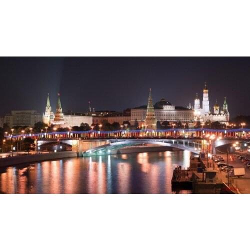 Free Ship Nice Home Decor Custom Moscow city river Night landscape Canvas Poster Stylish Wallpaper Fashion Wall Sticker PN#1146