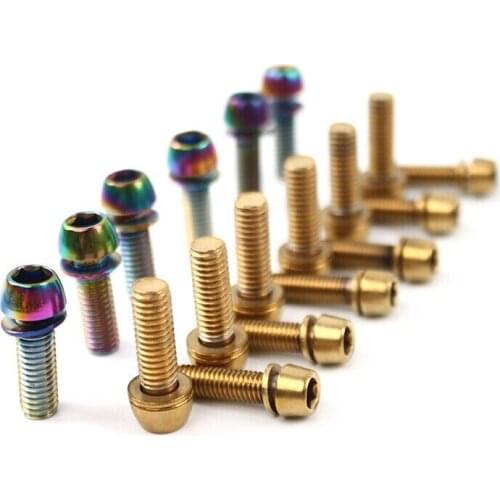 Free Shipping Bicycle Parts KRSEC M6/M5 Bicycle Stem Bolt Titanium Color MTB Stainless Steel Fixing Bolt Handlebar Screw