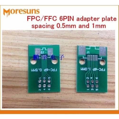 Fast Free Ship 20pcs/lot FPC 6PIN pinboard FFC turn 2.54mm DIP TFT LCD socket 1mm 0.5mm spacing double-sided adapter plate