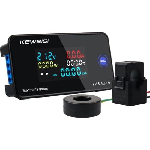 AC 50-300V 10A 100A Digital Voltage Current Ampere Power Factor Energy Temperature Time Meter Voltmeter Ammeter