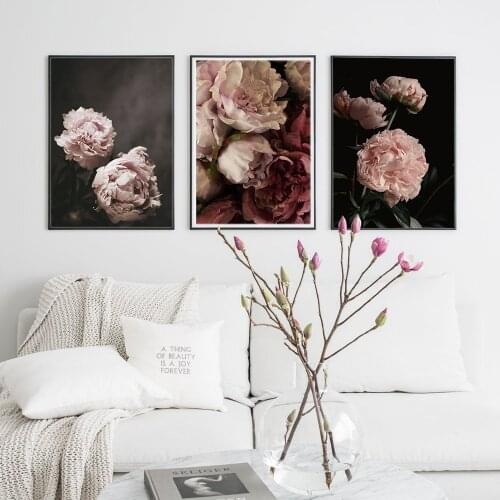 Decoration blooming Peonies Flower Wall Art Canvas Painting beauties Poster Posters And Prints On Wall Pictures For Living Room