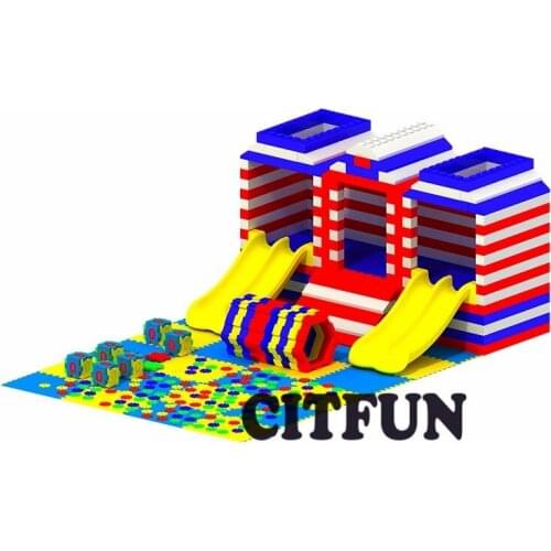China factory Kids EPP foam blocks building educational Indoor playground with trampoline and ball pool