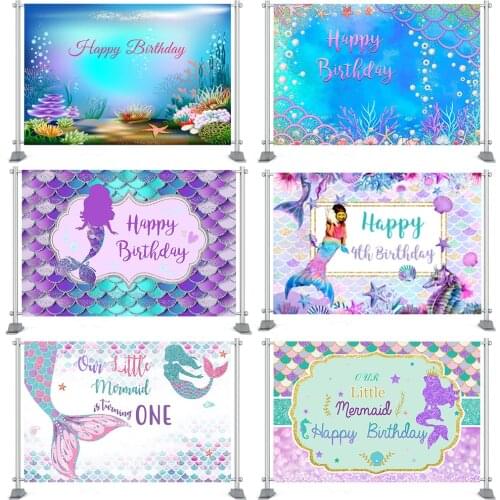 Mermaid Backdrops for Photography Underwater Castle Seaweed Photo Backgrounds Baby Birthday Party Photophone Photozone