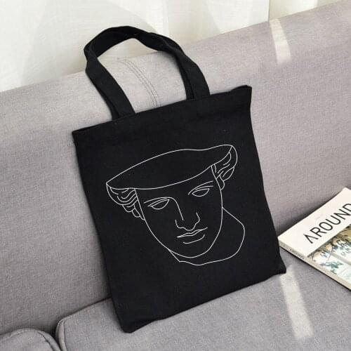 Harajuku David Cartoon Abstract Art New Casual Female Large Capacity Canvas Fun Ulzzang Shoulder Bag Couple Messenger Bags