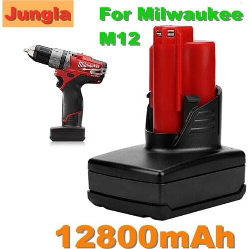 High Capacity Battery Tools for Milwaukee M12 12v 12800mah Rechargeable Li-ion Power Tool Replacement Battery Backup Battery L10