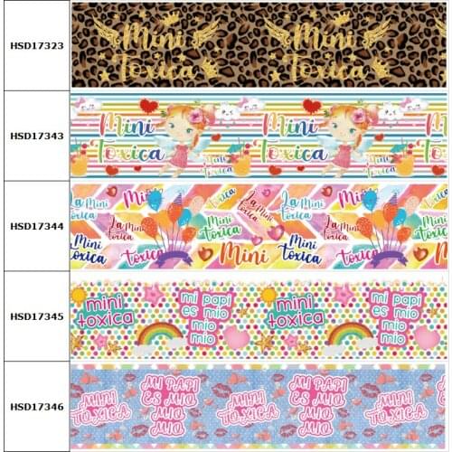 HSDCraft 10 Yards LA MINI TOXICA Printed Grosgrain Ribbon For Hair Bows DIY Crafts Handmade Accessories 16MM 75MM Gifts Craft