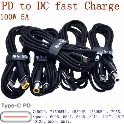 100W 5A PD to DC 5.5*2.1 5.5*2.5 7.4*5.0 4.5*3.0 Decoy trigger Adapter cable TYPE-C PD Decoy line charging notebook charger