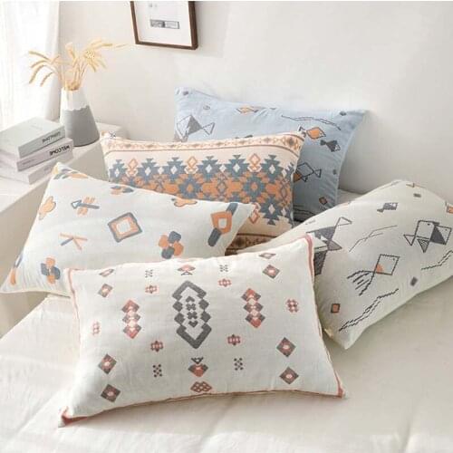 2pcs Set Cotton Muslin Pillowcase buttons Design Home Hotel Bedding Soft Pillow Cover