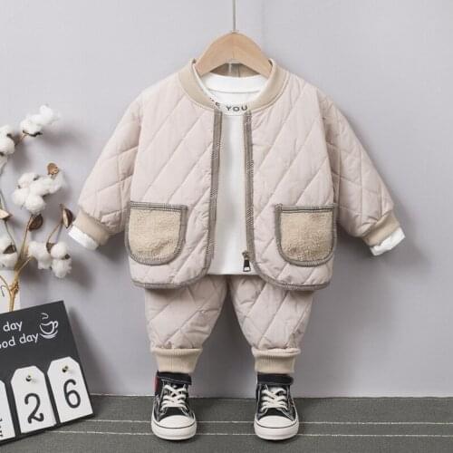 Boys' Suits ChildrenS Clothes Girls Cotton-Padded Clothes Autumn Winter Japanese Korean Babywinter Cotton Clothes Home Clothing