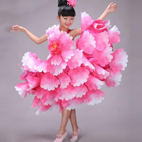 Flamenco Dance Costume Expansion Petal Skirt Costume Spanish Flamenco Dress Dance Performance Wear Clothes For Girsl Kids DL2888