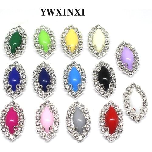 Fashion 10 pcs/set DIY candy color hand-sewn jewelry accessories button alloy diamond crystal pearl wedding dress design Batch