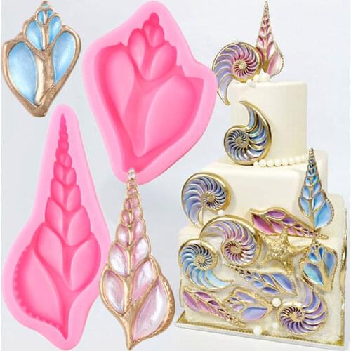 Seahorses Conch Silicone Molds Wedding Cupcake Topper Fondant Cake Decorating Tools DIY Cake Cookie Baking Candy Chocolate Mould