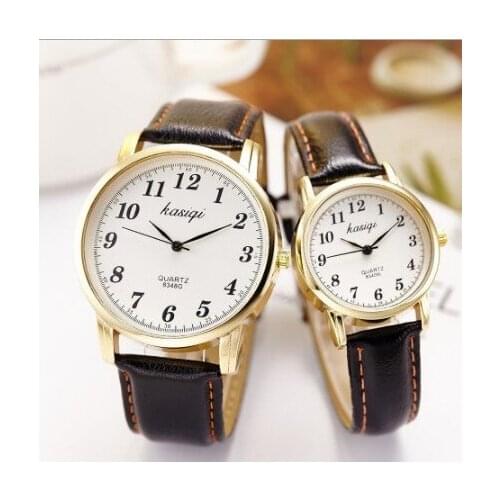 2018 newest couple watches wholesale fashion brief minimalism brand wristwatches for lovers man women leather strap quartz watch