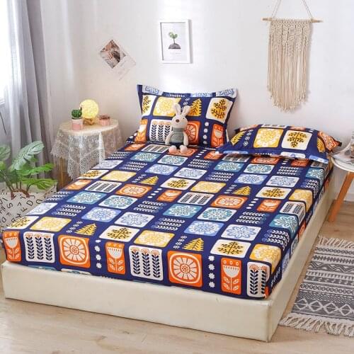 New Product1pc 100%Polyester Printed Fitted Sheet Mattress Cover Four Corners With Elastic Band Bed Sheet