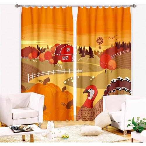 Halloween Window With Hook Accessories and Pumpkin Pattern Curtain Screen Polyester Fabric, Washable Living Room Bathroom