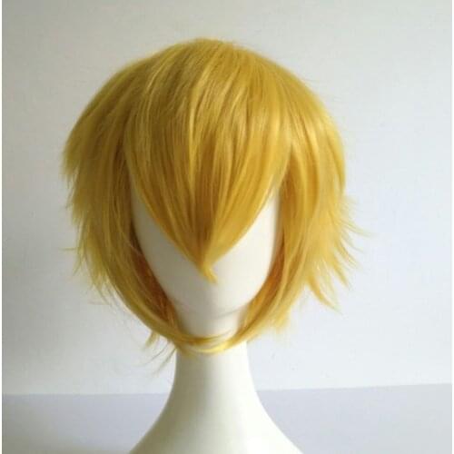 Anime Hunter x Hunter Kurapika Cosplay Wig Short Blonde Heat Resistant Synthetic Hair Wigs + Wig Cap
