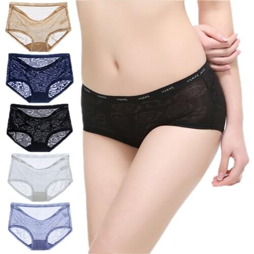 BABEICUI Sexy Panty Underwear Female Comfort Intimates Female comfortable Briefs LaSmooth and gentle Rose ladies underwear 5PCS