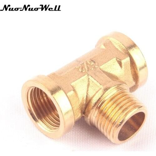 1pcs NuoNuoWell Brass 1/2" Male to 1/2" Female 3 Way Hose Connector Garden Irrigation Watering Adapter Gas Pipe Fittings