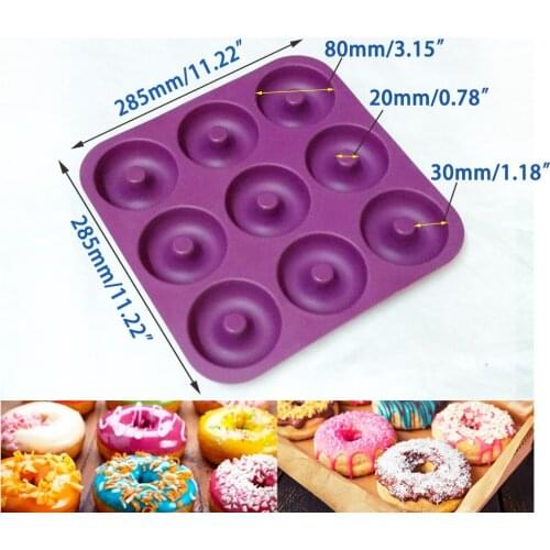 9 Cavity Donut Pan Silicone Cake Mold Baking Tool Chocolate Dessert Fondant Mould Bagels/Muffins Delicacies Bakeware