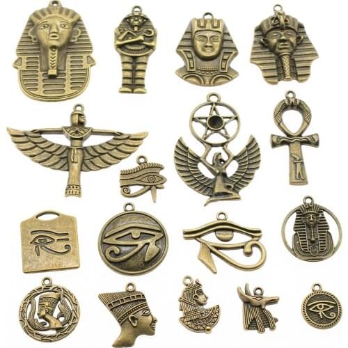 WYSIWYG 100g Antique Bronze Color Zinc Alloy Random Mix Styles Egypt Series Pendant Charms DIY Jewelry Making Accessories