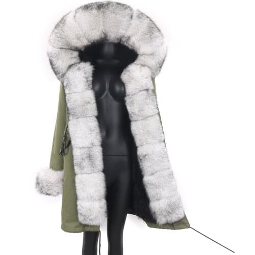 2021 Winter Jacket Women Long Parka Real Fox Fur Coat Natural Raccoon Fur Collar Hood Thick Warm Streetwear Parkas New