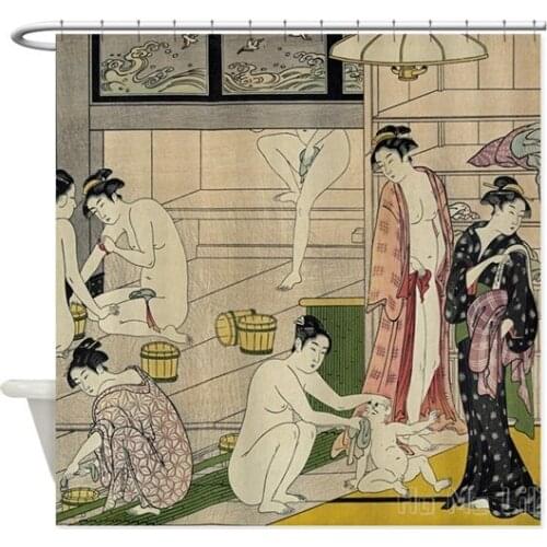 Torii Kiyonaga Bathhouse Women Decoration Waterproof Bathroom Partition Curtain Home Accessories