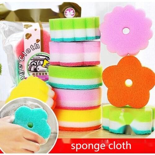 1/2/10/20PCS Flower Magic Sponge For Kitchen Dishwashing Cleaning Cloth Brush Bowl Sponge Block Utensils Kitchen Accessories