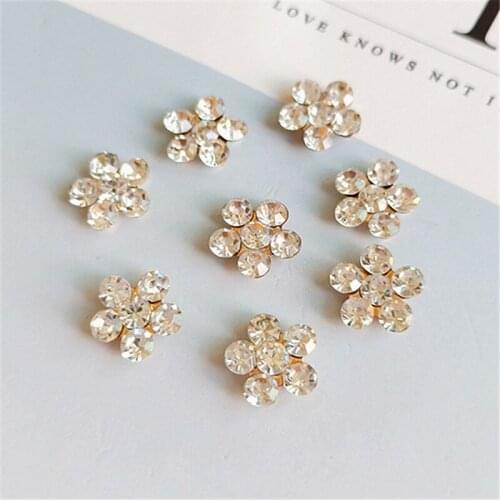 10 PCS 11mm Metal Alloy KC Gold Crystal Rhinestone Flowers Handmade Accessories For DIY Jewelry Making