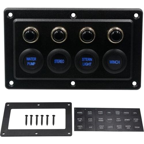12-24V LED Single Touch Light Switch Panel Control Circuit Waterproof 4-position Breaker for RV Car Auto Marine Boat Yacht Cab