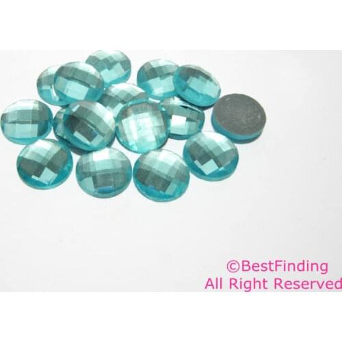 12mm Crystal Cabochon Aquamarine flat backs Crystal faceted Cabochon for jewelry making