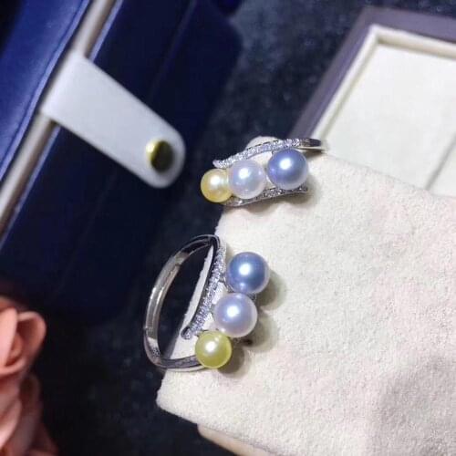 3 PEARLS 925 Sterling Silver Finger Ring Settings Adjustable Ring Findings Parts Fittings Accessories for Pearls Coral Agate