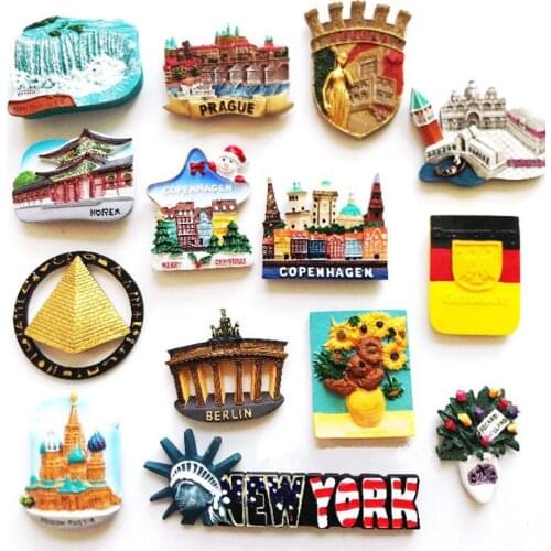 Denmark, South Korea, Netherlands, Egypt, Germany, Russia 3D Fridge Magnets Tourism Souvenirs Refrigerator Magnetic Stickers