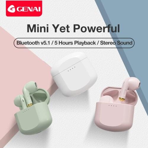 Genai True Wireless Headphones TWS Bluetooth 5.0 Earphone Waterproof Sports Mini in Ear Earphones with Microphones Touch Control