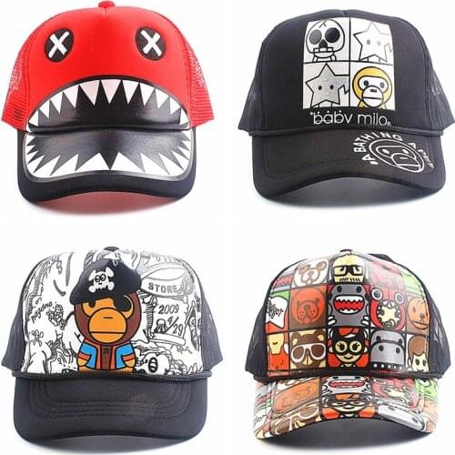 55-58cm Child Summer Breathable Mesh Snapback Baseball Cap Cute Hat Boy and Girl Caps Adjustable Children Headwear Print Style